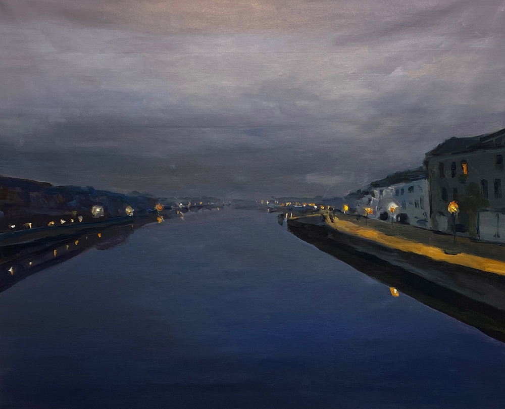Stéphane Olivier - Painting - Tournai, Escaut, Nuit